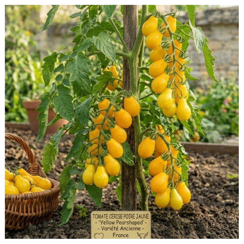 Acheter Tomate Cerise Poire Jaune (Yellow Pearshaped) en pot – Plante à cultiver